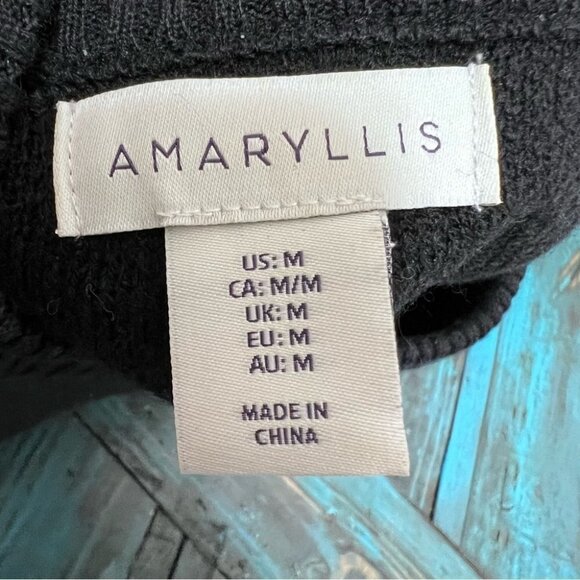 AMARYLLIS Black Floral Wool Blend Crew Neck Sweater Size Medium - Picture 4 of 7